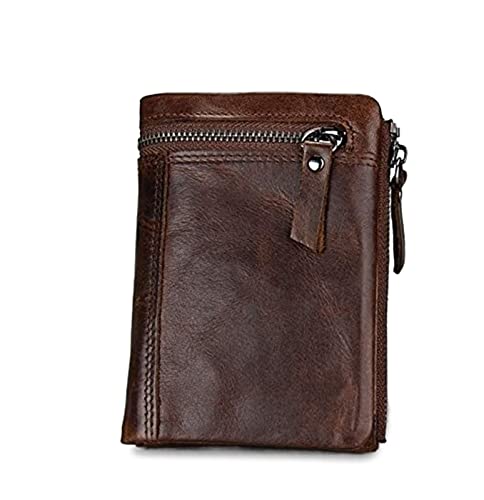 LOKAXXZU Crazy Horse Leder Anti-Diebstahl Pinsel Modetrend Leder Herren Brieftasche Kurzer Absatz geeignet für die Freizeit für die Geschenkbrieftasche (Messing) von LOKAXXZU