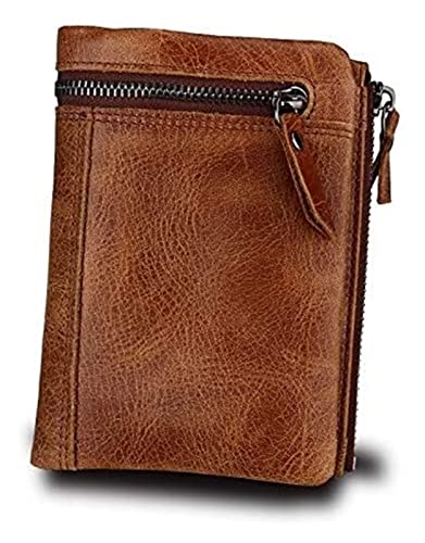 LOKAXXZU Crazy Horse Leder Anti-Diebstahl Pinsel Modetrend Leder Herren Brieftasche Kurzer Absatz geeignet für die Freizeit für die Geschenkbrieftasche (braun) von LOKAXXZU