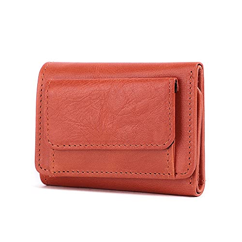 LOKAXXZU Damenkartenkoffer Frauen Brieftasche Mini Echtes Leder Frauen kleine Kartenhalter Kurzes Geldbörsen mit Münze Proket für Geldbeutel (Farbe: Brown) von LOKAXXZU