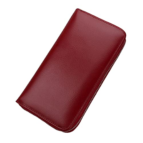 LOKAXXZU Echte Lederkartenkoffer mit großer Kapazität Männer Brieftasche Langer Organ Multi-Card Place-Kartenkoffer (Farbe: Argento, Größe von LOKAXXZU