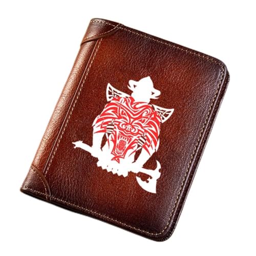 LOKAXXZU Einzigartige Wikinger -Symbol echte Lederbrieftaschen für Männer, Triufold Short Wallet mit Privatsphäre Schutz Luxuskartenhalter Münze, männliches Neuheit Geschenk, Brown, Stil 19 von LOKAXXZU
