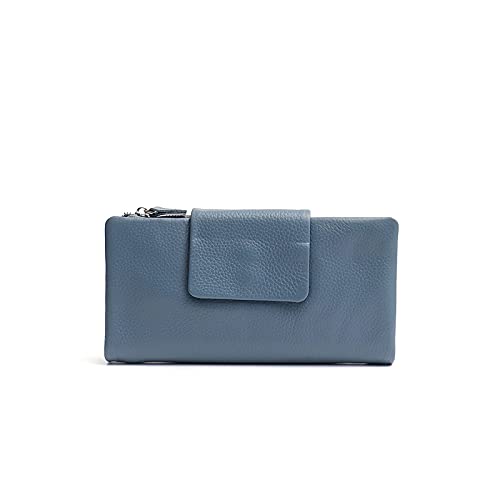 LOKAXXZU Frauen Brieftasche echte Lederfrauen Frauen Lange Geldbörsen Funktionale Kartenhalter Multi -Taschen -Fächer weibliche tägliche Lederbörsen (Farbe: Blau) von LOKAXXZU