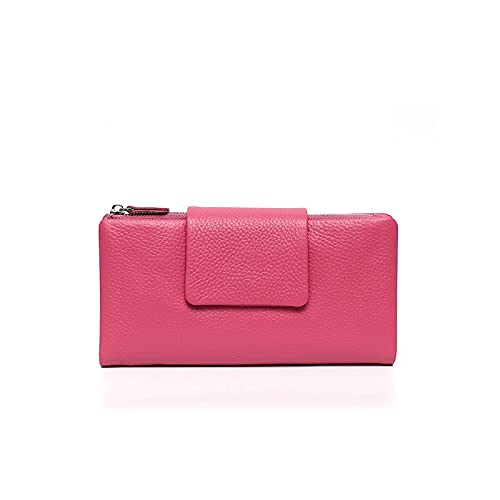 LOKAXXZU Frauen Brieftasche echte Lederfrauen Frauen Lange Geldbörsen Funktionale Kartenhalter Multi -Taschen -Fächer weibliche tägliche Lederbörsen (Farbe: Pink) von LOKAXXZU