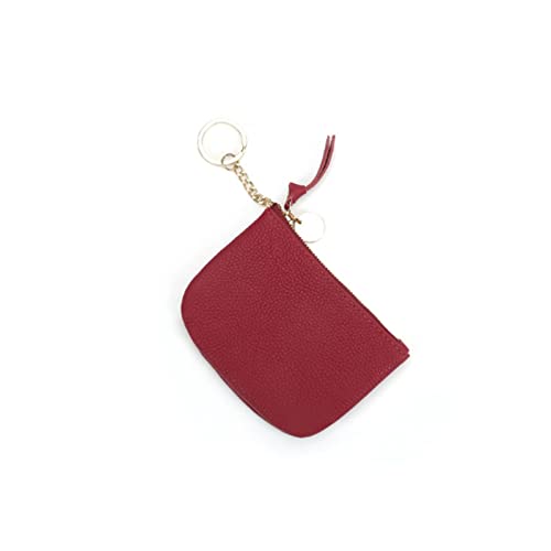 LOKAXXZU Frauen Brieftasche echtes Leder Kleiner Münzen Geldbeutel Frauen Männer Reißverschluss in der Schlüsselkette Brieftasche Damen Kartenhalter Bonbone Kupplung Handtasche (Farbe: Rojo) von LOKAXXZU