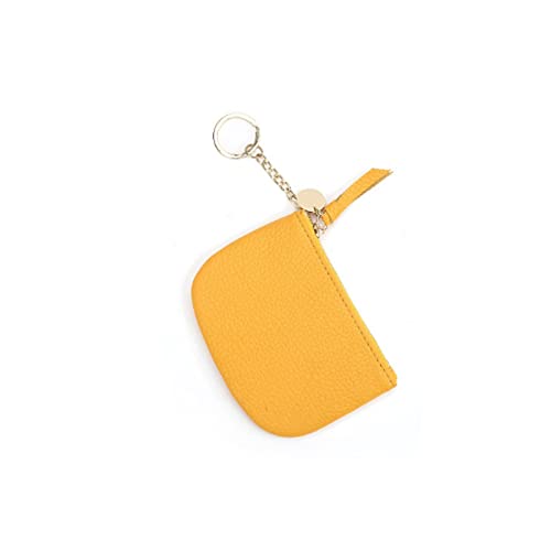 LOKAXXZU Frauen Brieftasche echtes Leder Kleiner Münzen Geldbeutel Frauen Männer Reißverschluss in der Schlüsselkette Wallet Ladies Kartenhalter Bonbone Kupplung Handtasche (Farbe: Gelb) von LOKAXXZU