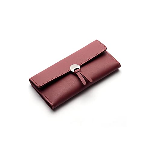 LOKAXXZU Frauen Brieftasche weibliche Brieftasche PU Leder Frauen Brieftaschen Damen Langes Design HaSp Reißverschluss Geldbörsen Clutch Change Coin -Kartenhalter (Farbe: Rojo) von LOKAXXZU