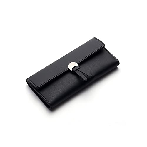 LOKAXXZU Frauen Brieftasche weibliche Brieftasche PU Leder Frauen Brieftaschen Damen Langes Design HaSp Reißverschluss Geldbörsen Clutch Change Coin -Kartenhalter (Farbe: Schwarz) von LOKAXXZU