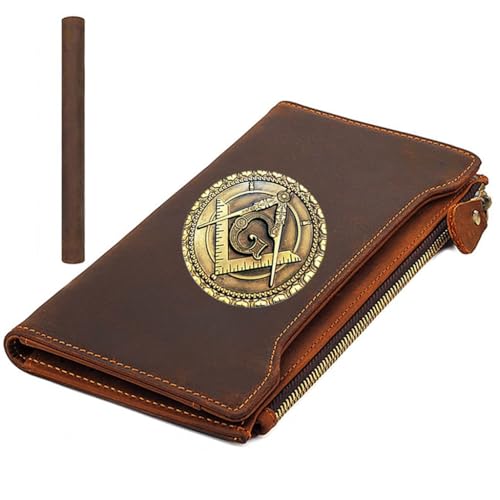 LOKAXXZU Freimaurer -AG -Symbol echte Lederbrieftaschen, einzigartige Freimaurer -Kartenhaltertasche, Vintage Travel Wallet (Stil 4) von LOKAXXZU