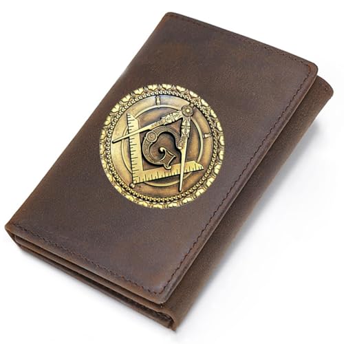 LOKAXXZU Freimaurer -AG -Symbol echte Lederbrieftaschen, einzigartige Freimaurer -Kartenhaltertasche, Vintage Travel Wallet (Style 2) von LOKAXXZU