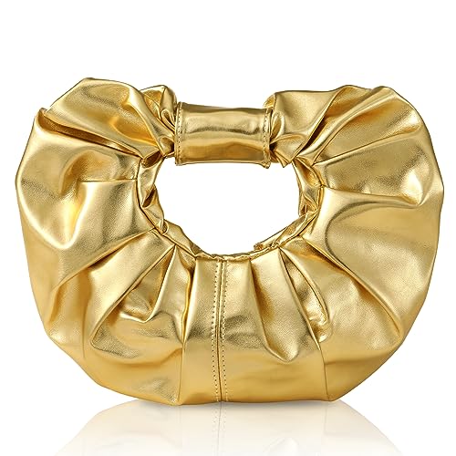 LOKAXXZU Gold Silber Geldbeutel für Frauen - Abend Clutch Crossbody Tasche, Pu Leder Designer Lang Metallkettenhandtasche für Mädchen von LOKAXXZU