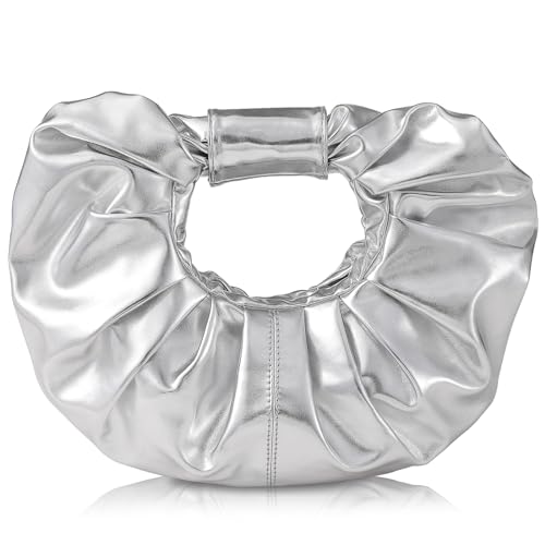 LOKAXXZU Gold Silber Geldbeutel für Frauen - Abend Clutch Crossbody Tasche, Pu Leder Designer Lang Metallkettenhandtasche für Mädchen von LOKAXXZU