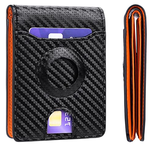 LOKAXXZU Herren Brieftasche Anti-verlorene und Anti-Diebstahl-Kartenhalter Slim Card Holder Mini Wallet Carbon Faser Minimalismus Geldclip (d, 11 * 8 cm) von LOKAXXZU