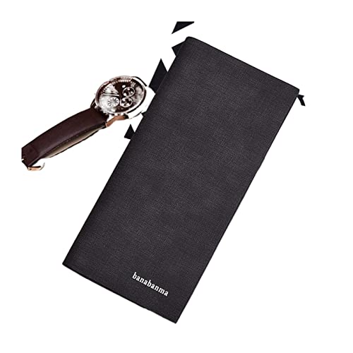 LOKAXXZU Herren Brieftasche Langer Vintage-Leinwand Muster Brieftasche Männer Multi-Card-Position Dollar Clip Wallet (schwarz) von LOKAXXZU