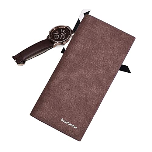 LOKAXXZU Herren Brieftasche Langes Vintage-Leinwand Muster Brieftasche Männer Multi-Card-Position Dollar Clip Wallet (braun) von LOKAXXZU