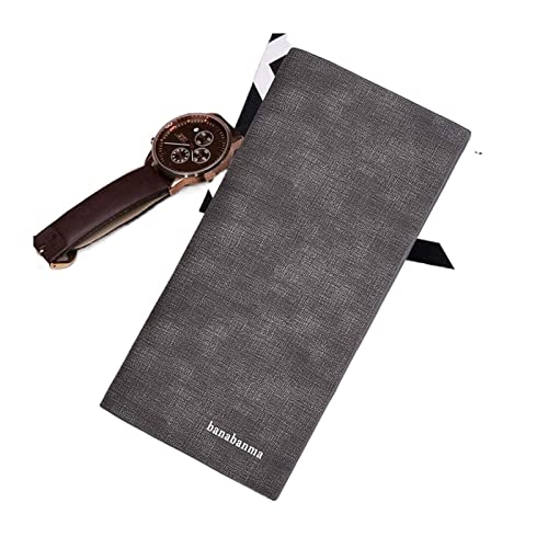 LOKAXXZU Herren Brieftasche Langes Vintage-Leinwand Muster Brieftasche Männer Multi-Card-Position Dollar Clip Wallet (grau) von LOKAXXZU