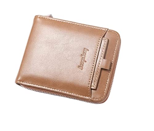LOKAXXZU Herren Brieftasche Retro Short Wallet Schnalle Reißverschlussbeutel große Kapazität Trend Dollar Bag Wallet Wallet Dick (Hellbraun) von LOKAXXZU