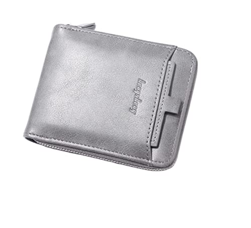 LOKAXXZU Herren Brieftasche Retro Short Wallet Schnalle Reißverschlussbeutel großer Kapazität Trend Dollar Bag Wallet Wallet Dicke (Außenkarte Horizontales Grau) von LOKAXXZU