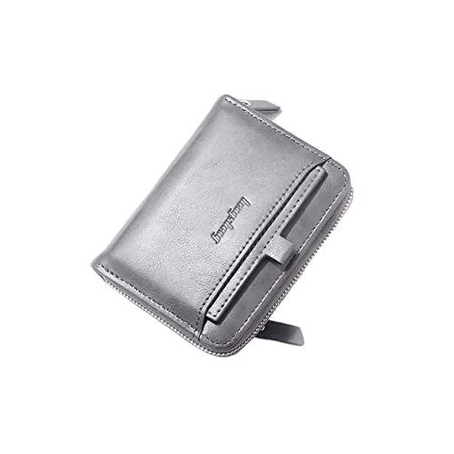 LOKAXXZU Herren Brieftasche Retro Short Wallet Schnalle Reißverschlussbeutel großer Kapazität Trend Dollar Bag Wallet Wallet Dicke (Außenkarte vertikales Grau) von LOKAXXZU