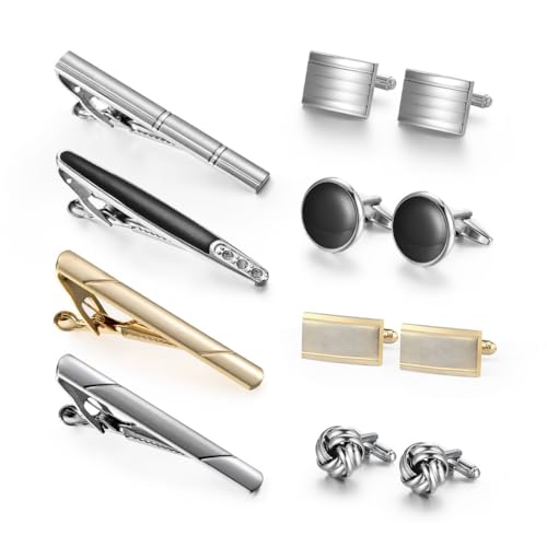 LOKAXXZU Herren -Krawattenclip Manschettenknöpfe Set schwarze Tropf Französische Manschettenknöpfe Emaille Diamond Krawattenclip Manschettenknöpfe von LOKAXXZU