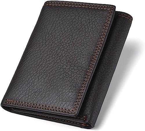 LOKAXXZU Kartenbrieftaschen Herren Brieftet Vintage echte Leder -Triflold -Geldbörsen und Geldbörsen kurzer Design -Kreditkartenhaltermünze (Farbe: a) von LOKAXXZU