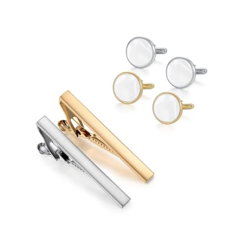 LOKAXXZU Krawattenclip Manschettenknöpfe Set französische Manschettenstätte mit goldplattiertem Krawattenclip Manschettenknöpfen Männer von LOKAXXZU