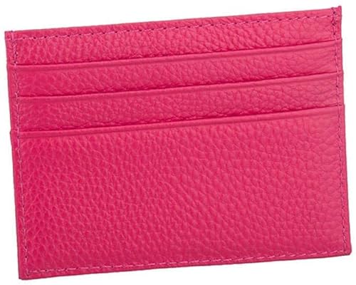 LOKAXXZU Leder -ID -Kartenhalter Dünne Brieftaschenmünzen Geldbörsen Business Pass Cover Case Geld Kredit Clip Wallet (Rose Red) von LOKAXXZU