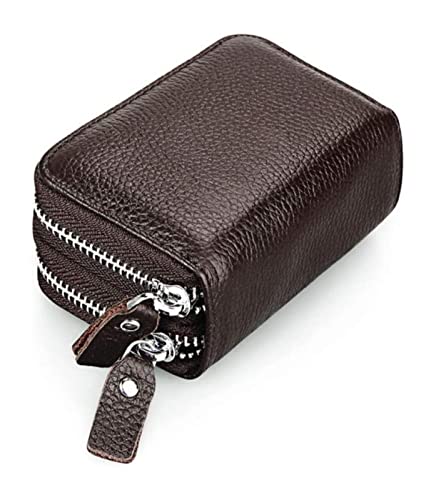 LOKAXXZU Leder Unisex Kreditkartenhalter Reißverschluss Taschenmünze Geldbörse Passport -ID -Karten Organizer Bag Wallet (Kaffee) von LOKAXXZU