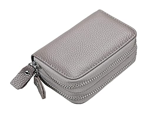 LOKAXXZU Leder Unisex Kreditkartenhalter Reißverschluss Taschenmünze Geldbörse Passport -ID -Kartenorganisator Tasche Brieftasche (grau) von LOKAXXZU