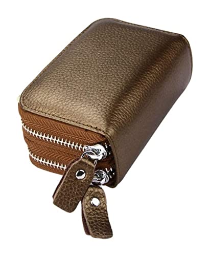 LOKAXXZU Leder Unisex Kreditkartenhalter Reißverschluss Taschenmünze Geldbörse Passport -ID -Kartenorganisator Taschen Brieftasche (Bronze Gold) von LOKAXXZU