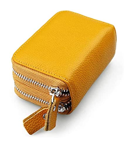 LOKAXXZU Leder Unisex Kreditkartenhalter Reißverschluss Taschenmünze Geldbörse Passport -ID -Kartenorganisator Taschen Brieftasche (gelb) von LOKAXXZU