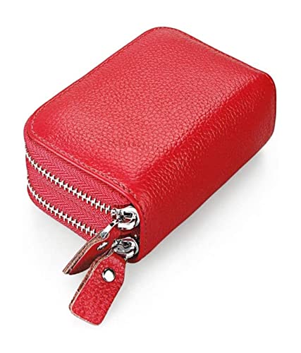 LOKAXXZU Leder Unisex Kreditkartenhalter Reißverschluss Taschenmünze Geldbörse Passport -ID -Kartenorganisator Taschen Brieftasche (rot) von LOKAXXZU