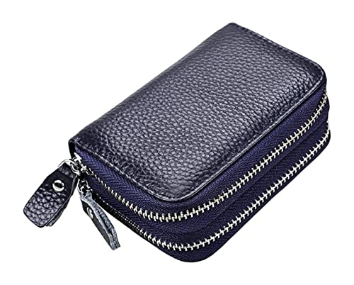 LOKAXXZU Leder Unisex Kreditkartenhalter Reißverschluss Taschenmünze Geldbörse Passport -Karten -Organizer Tasche Brieftasche (Dunkelblau) von LOKAXXZU