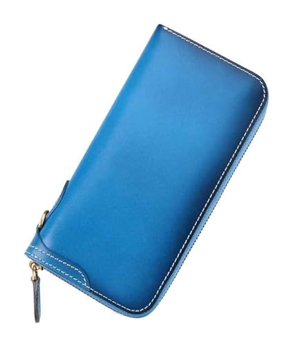 LOKAXXZU Lederkupplung Brieftasche Reißverschluss Telefon Organizer 24 Slots Kreditkarten Bargeldhalter Große Reise Lang Geldbeutel Trendy (blau) von LOKAXXZU