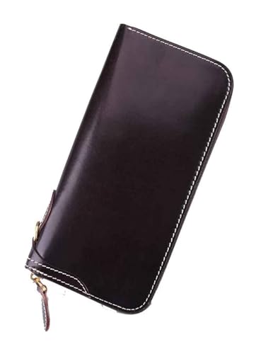 LOKAXXZU Lederkupplung Brieftasche Reißverschluss Telefon Organizer 24 Slots Kreditkarten Bargeldhalter Große Reise Lang Geldbeutel Trendy (dunkler Kaffee) von LOKAXXZU