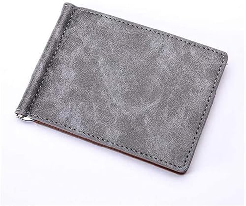 LOKAXXZU Mini Leder Brieftasche Geldclip mit Metallklemme schlanke Geldbeutel -Karten -Slots Bargeldhalter für Mann Brieftasche (grau) von LOKAXXZU