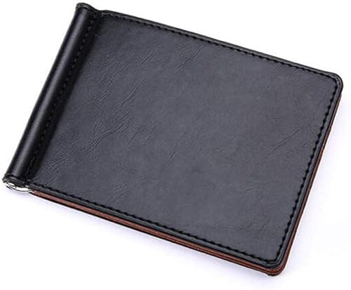 LOKAXXZU Mini Leder Brieftasche Geldclip mit Metallklemme schlanke Geldbeutel -Karten -Slots Bargeldhalter für Mann Brieftasche (schwarz) von LOKAXXZU