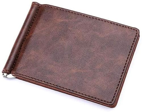 LOKAXXZU Mini Leder Brieftasche Geldclip mit Metallklemme schlanke Geldbeutel Kartenschlitze für Mann Geldbeutel (Kaffee) von LOKAXXZU