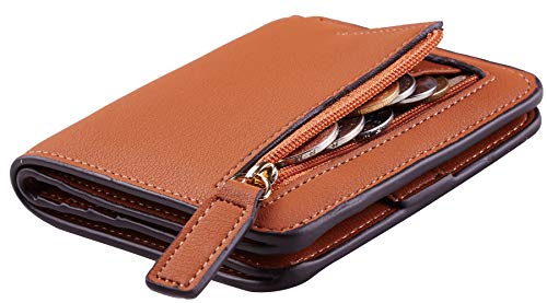 LOKAXXZU ROWERGUN Women's Blocking Small Compact Biflold Luxus echtes Leder -Taschen -Brieftaschen -Damen Mini -Geldbörse mit ID -Fenster (13 Renapa Tan) von LOKAXXZU