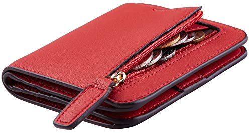 LOKAXXZU ROWERGUN Women's Blocking Small Compact Bifold Luxus echtes Leder -Taschen -Brieftaschen -Damen Mini -Geldbörse mit ID -Fenster (10 Renapa Red Classic) von LOKAXXZU