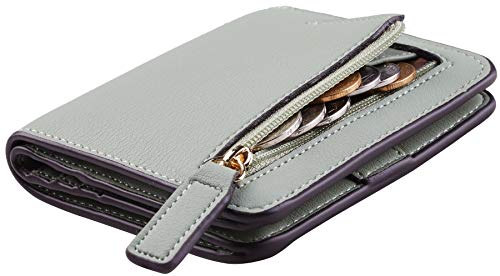 LOKAXXZU ROWERGUN Women's Blocking Small Compact Bifold Luxus echtes Leder -Taschen -Brieftaschen -Damen Mini -Geldbörse mit ID -Fenster (Renapa Green Blooming) von LOKAXXZU
