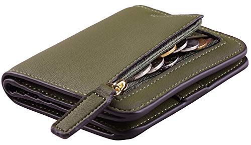 LOKAXXZU Roughergun -Frauen blockieren kleine kompakte, luxuriöse luxuriöse Leder -Taschen -Brieftaschen -Damen Mini -Geldbörse mit ID -Fenster (Renapa Green Army) von LOKAXXZU