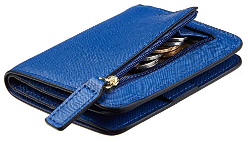 LOKAXXZU Roughergun -Frauen blockieren kleine kompakte Biblesder -Leder -Taschenbrieftaschen Damen Mini -Geldbörse mit Ausweisfenster (CH Deep Blue) von LOKAXXZU