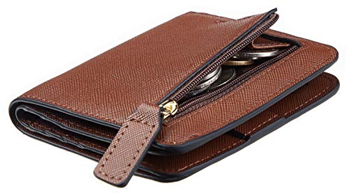 LOKAXXZU Roughergun -Frauen blockieren kleine kompakte Biblesder -Leder -Taschenbrieftaschen -Damen Mini -Geldbörse mit Ausweisfenster (CH Deep Brown) von LOKAXXZU