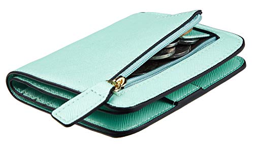 LOKAXXZU Roughergun -Frauen blockieren kleine kompakte Biblesder -Leder -Taschenbrieftaschen -Damen Mini -Geldbörse mit Ausweisfenster (CH Greeny Gold) von LOKAXXZU