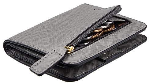 LOKAXXZU Roughergun -Frauen blockieren kleine kompakte Biblesder -Leder -Taschenbrieftaschen Damen Mini -Geldbörse mit Ausweisfenster (CH Grey) von LOKAXXZU