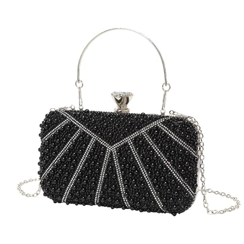 LOKAXXZU Schwarze Imitation Perlen Clutch -Geldbörsen der vielseitigen Abendtasche von Frauen von LOKAXXZU