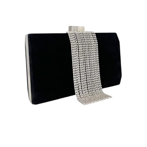 LOKAXXZU Schwarze Samt Tassels Abendbeutel Inlay Strasssteine ​​Clutch -Geldbörsen von LOKAXXZU