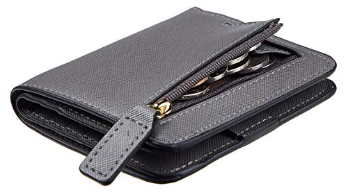 LOKAXXZU Startegun -Frauen blockieren kleine kompakte Biblesder -Leder -Taschenbrieftaschen -Damen Mini -Geldbörse mit Ausweisfenster (CH Stahlgrau) von LOKAXXZU