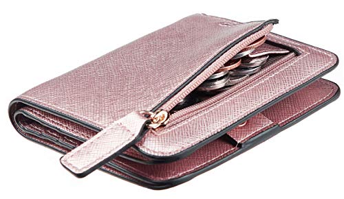 LOKAXXZU Startegun -Frauen blockieren kleine kompakte Biblesder -Leder -Taschenbrieftaschen -Damen Mini -Geldbörse mit ID -Fenster (SL Rose Gold) von LOKAXXZU