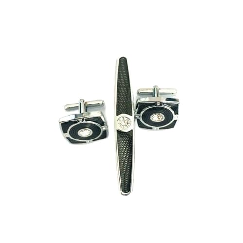 LOKAXXZU Vine Manschettenknöpfe und Krawattenclip-Set emaillierter Diamant-verkrusteter Männermanschettenknöpfe Set (Argento) von LOKAXXZU
